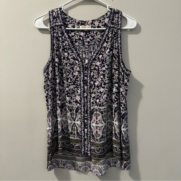 Rebecca Taylor Purple Floral Paisley Sleeveless Blouse Size 8 Romantic Coquette - Picture 2 of 8